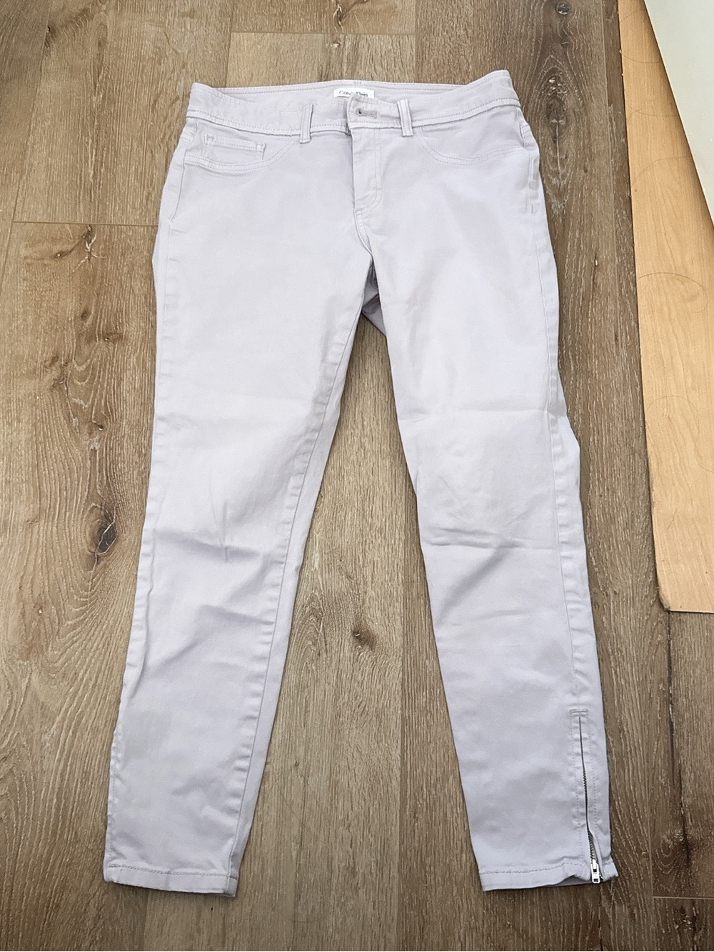 Calvin Klein Light Gray Slim Zip-Hem Chinos